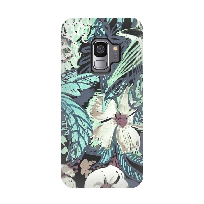 Galaxy S9 StrongFit Marker sketched flowers and foliage doodles by Oana 