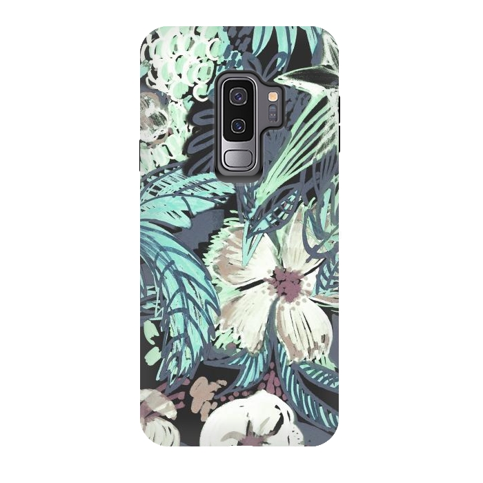 Galaxy S9 plus StrongFit Marker sketched flowers and foliage doodles by Oana 