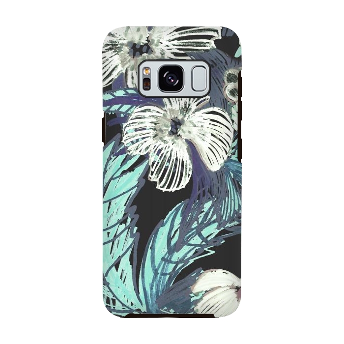 Galaxy S8 StrongFit tropical flowers and leaves marker sketch by Oana 
