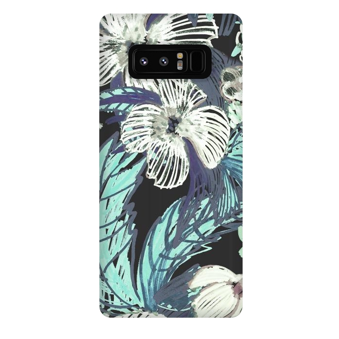 Galaxy Note 8 StrongFit tropical flowers and leaves marker sketch by Oana 