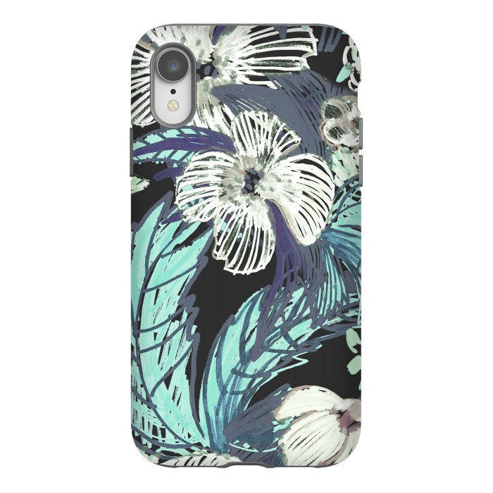 iPhone Xr StrongFit tropical flowers and leaves marker sketch by Oana 