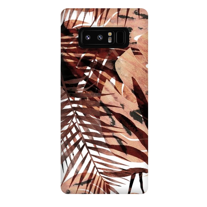 Galaxy Note 8 StrongFit golden brown tropical palm and ficus leaves by Oana 