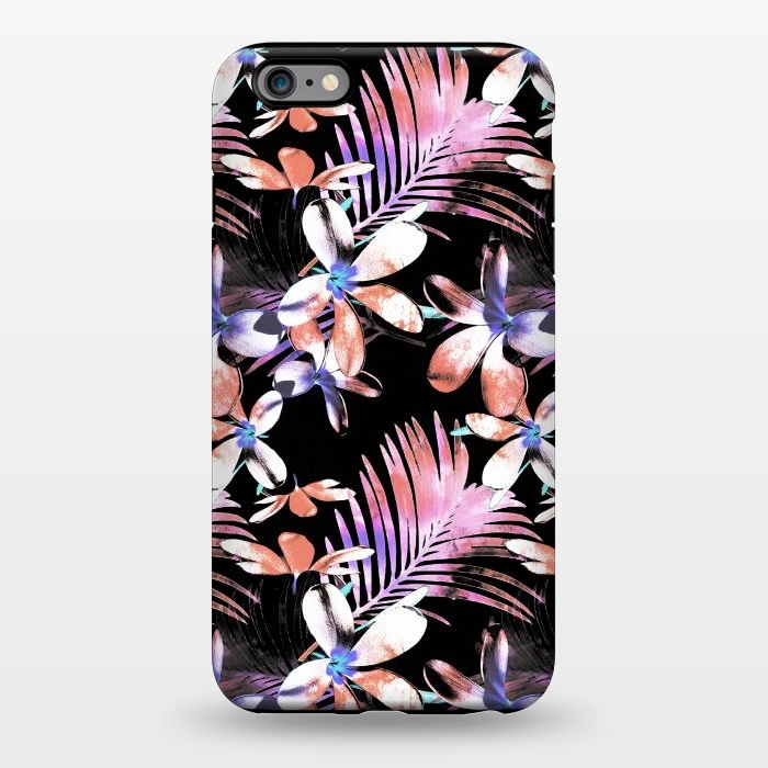 iPhone 6/6s plus StrongFit Pink purple hibiscus flowers and tropical leaves pattern by Oana 