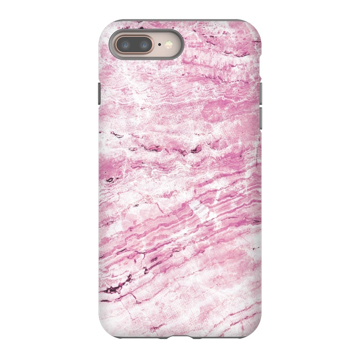 iPhone 7 plus StrongFit Pink striped marble by Oana 