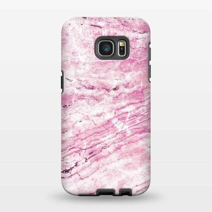 Galaxy S7 EDGE StrongFit Pink striped marble by Oana 