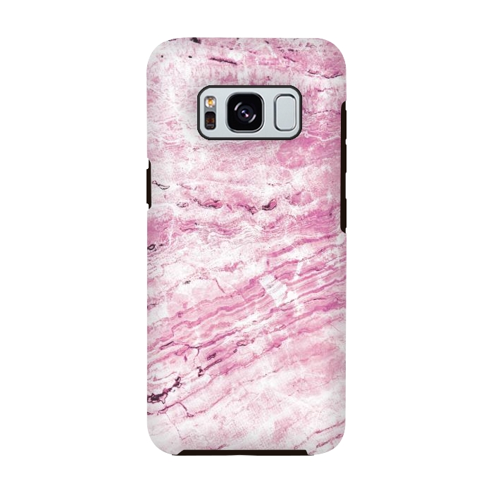 Galaxy S8 StrongFit Pink striped marble by Oana 