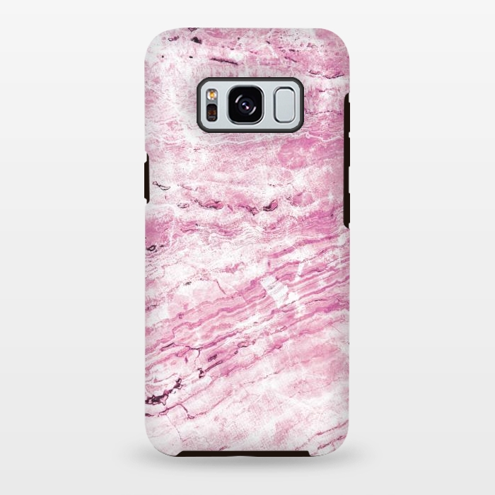 Galaxy S8 plus StrongFit Pink striped marble by Oana 