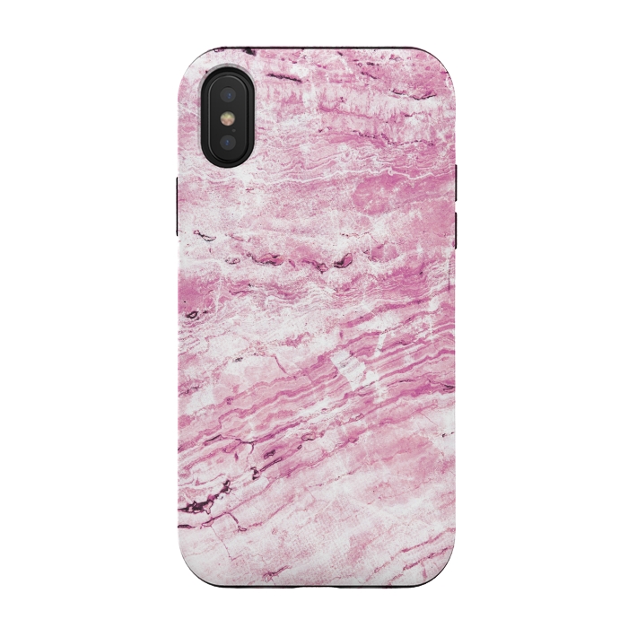 iPhone Xs / X StrongFit Pink striped marble by Oana 