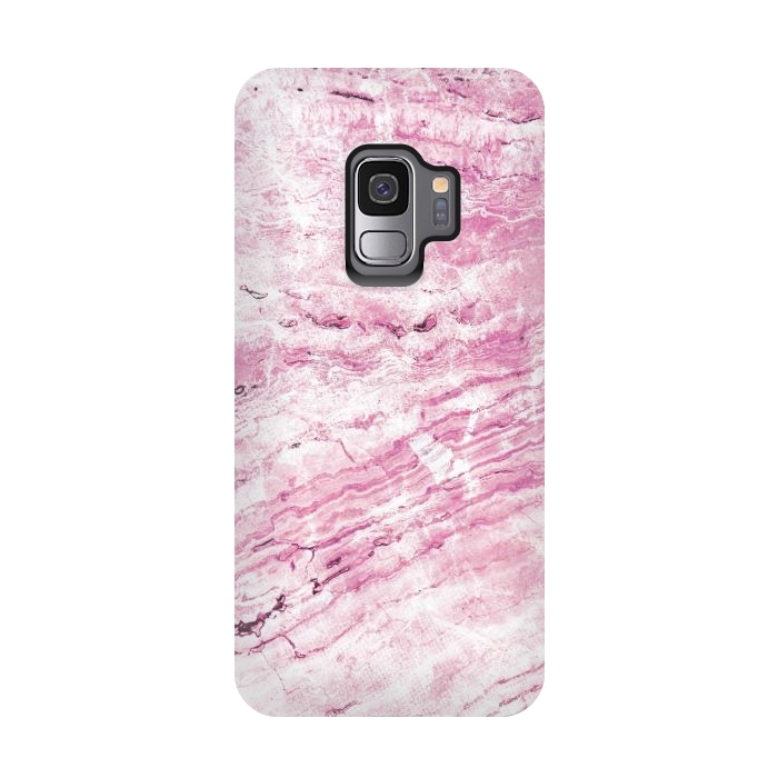 Galaxy S9 StrongFit Pink striped marble by Oana 