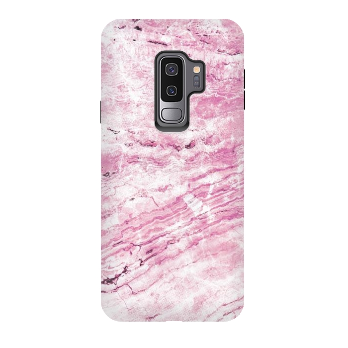 Galaxy S9 plus StrongFit Pink striped marble by Oana 