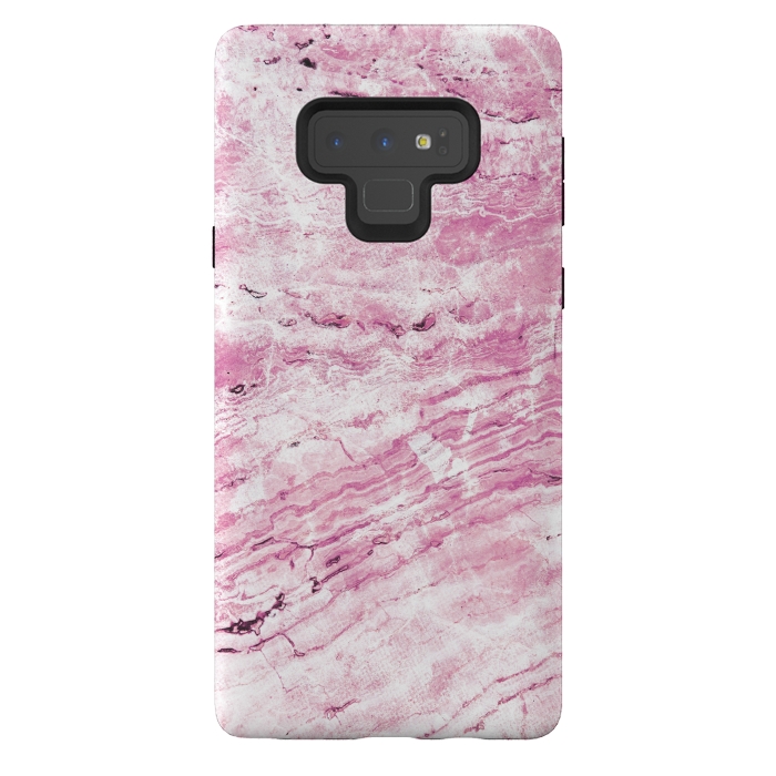 Galaxy Note 9 StrongFit Pink striped marble by Oana 