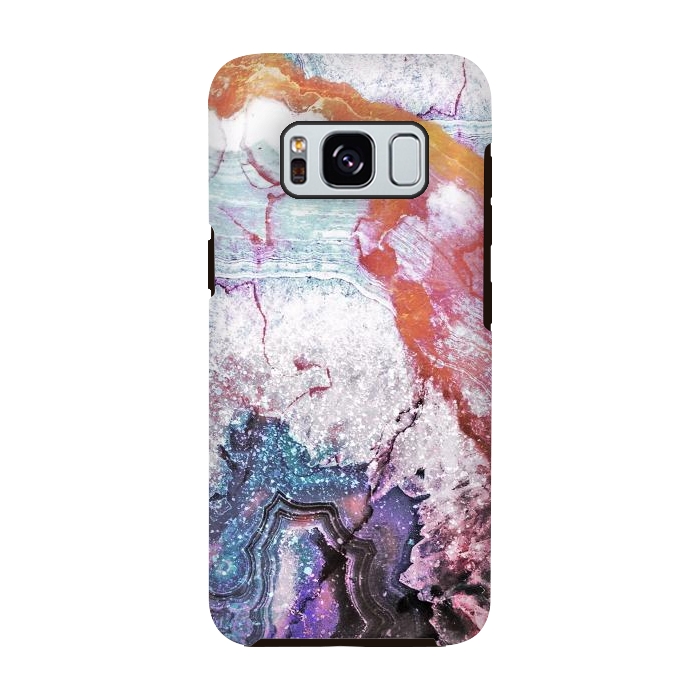 Galaxy S8 StrongFit Blue gold marble agate abstract art by Oana 