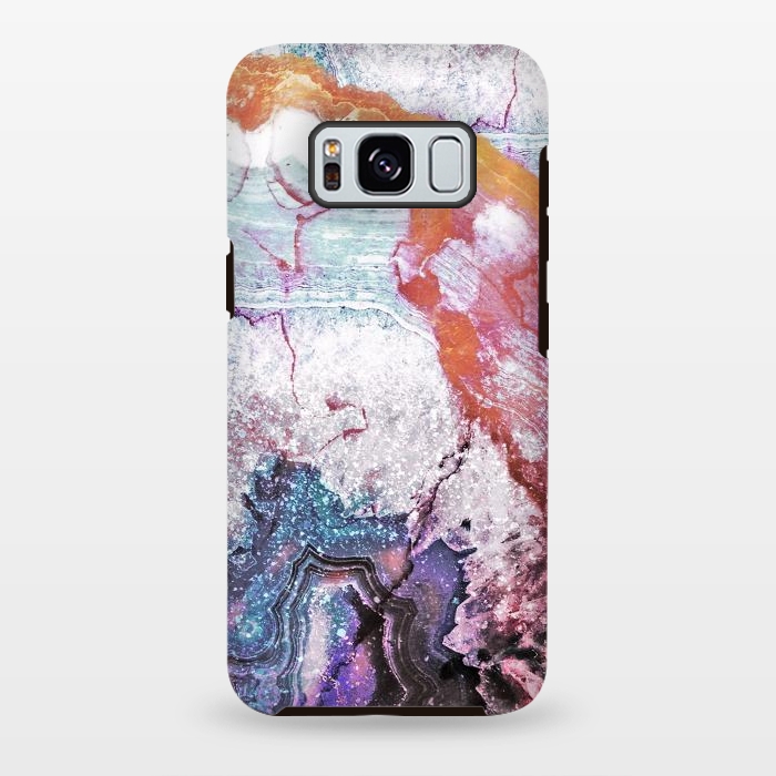 Galaxy S8 plus StrongFit Blue gold marble agate abstract art by Oana 