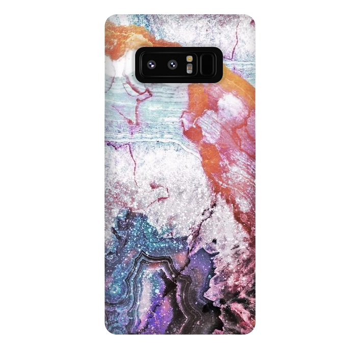 Galaxy Note 8 StrongFit Blue gold marble agate abstract art by Oana 