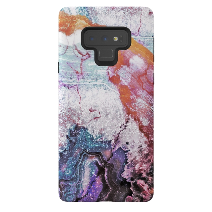 Galaxy Note 9 StrongFit Blue gold marble agate abstract art by Oana 