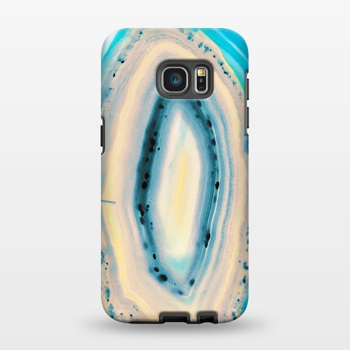 Galaxy S7 EDGE StrongFit Blue beige cut out agate marble by Oana 