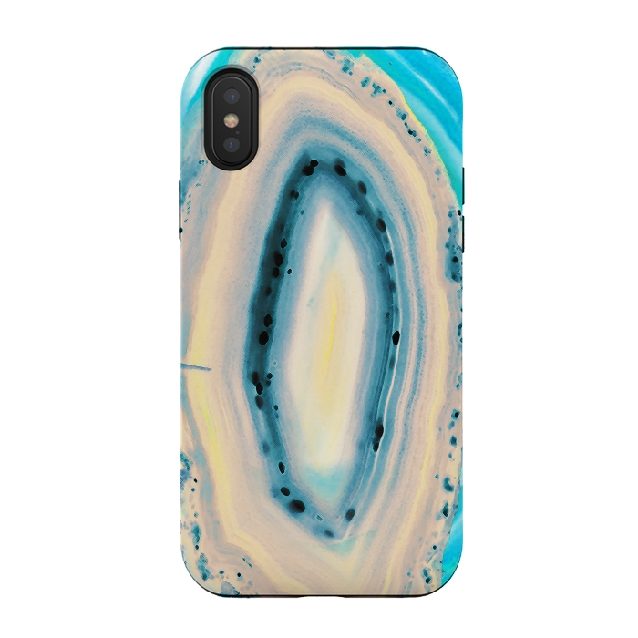 iPhone Xs / X StrongFit Blue beige cut out agate marble by Oana 