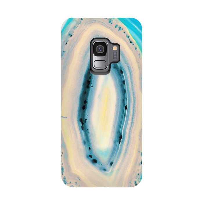 Galaxy S9 StrongFit Blue beige cut out agate marble by Oana 