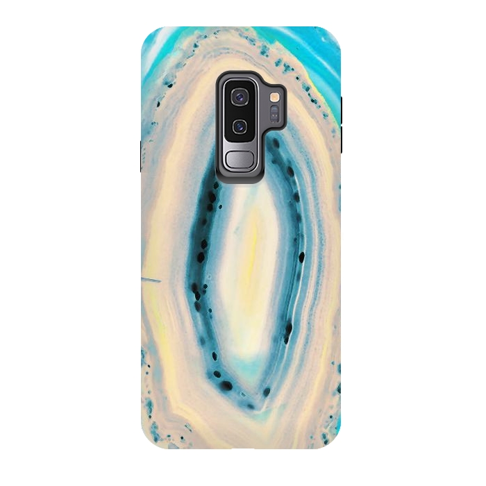 Galaxy S9 plus StrongFit Blue beige cut out agate marble by Oana 