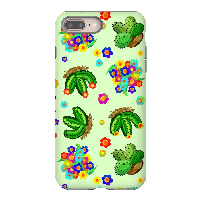 iPhone 7 plus StrongFit Succulents, Cactus and Flowers Doodles Greenery  by BluedarkArt