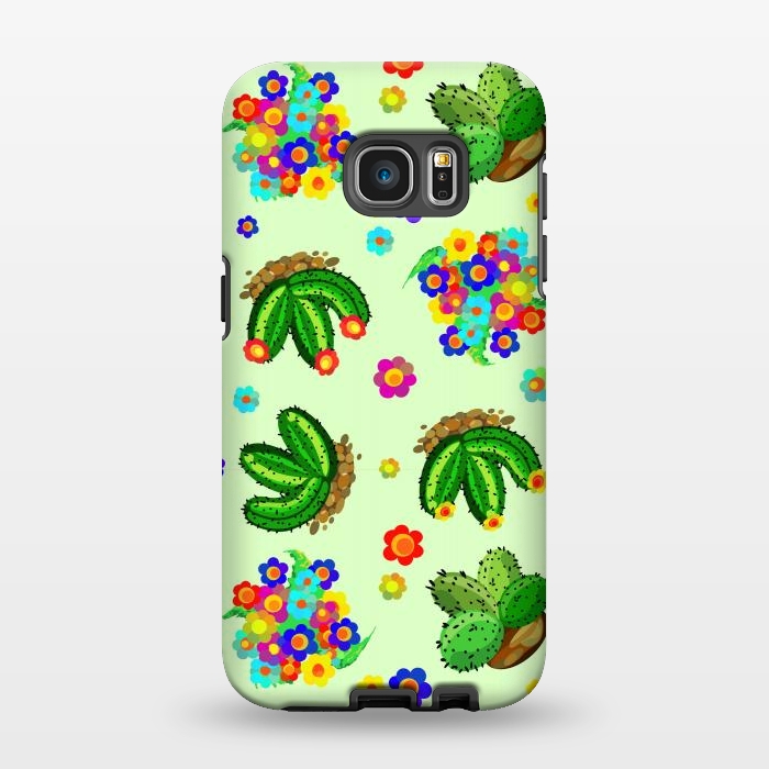 Galaxy S7 EDGE StrongFit Succulents, Cactus and Flowers Doodles Greenery  by BluedarkArt
