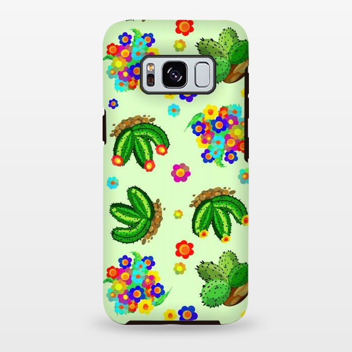 Galaxy S8 plus StrongFit Succulents, Cactus and Flowers Doodles Greenery  by BluedarkArt
