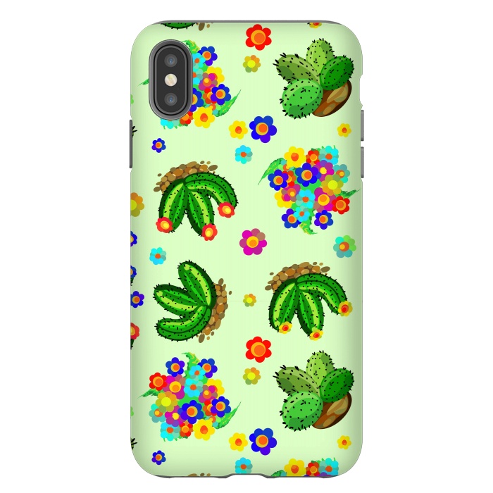 iPhone Xs Max StrongFit Succulents, Cactus and Flowers Doodles Greenery  by BluedarkArt