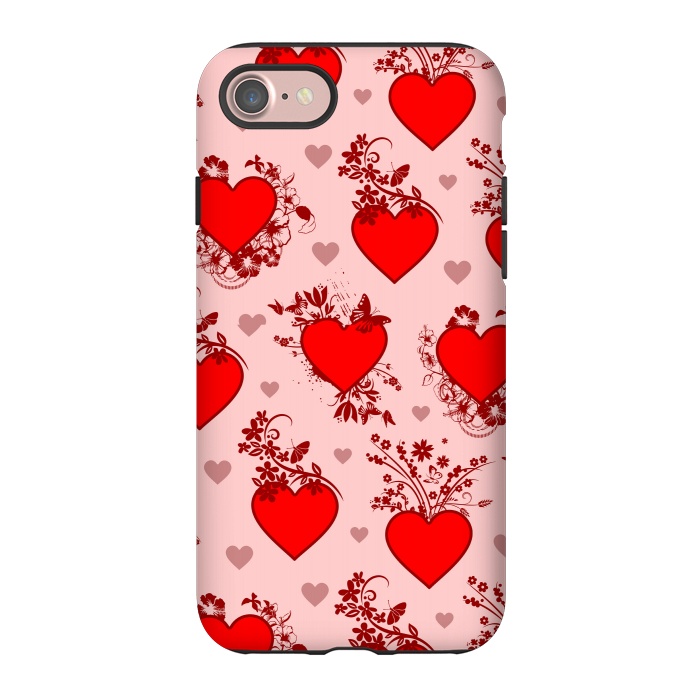 iPhone 7 StrongFit Valentine's Day Vintage Floral Hearts by BluedarkArt