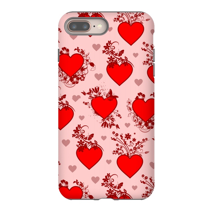 iPhone 7 plus StrongFit Valentine's Day Vintage Floral Hearts by BluedarkArt