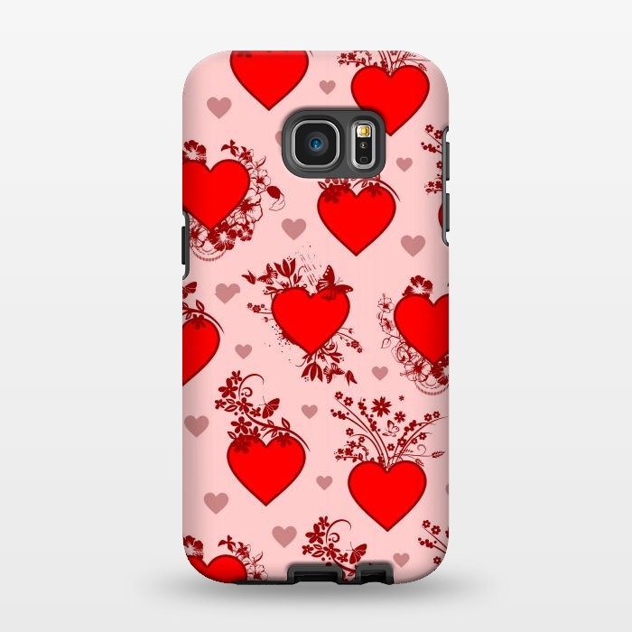 Galaxy S7 EDGE StrongFit Valentine's Day Vintage Floral Hearts by BluedarkArt