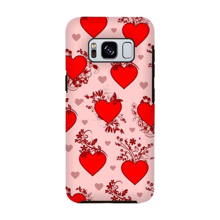 Galaxy S8 StrongFit Valentine's Day Vintage Floral Hearts by BluedarkArt