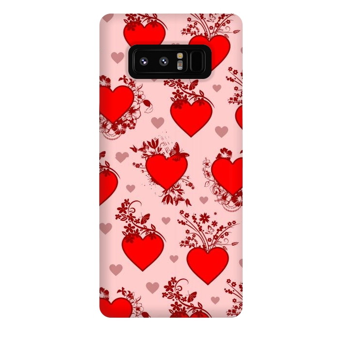 Galaxy Note 8 StrongFit Valentine's Day Vintage Floral Hearts by BluedarkArt