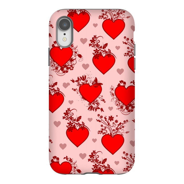 iPhone Xr StrongFit Valentine's Day Vintage Floral Hearts by BluedarkArt