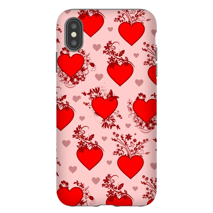 iPhone Xs Max StrongFit Valentine's Day Vintage Floral Hearts by BluedarkArt