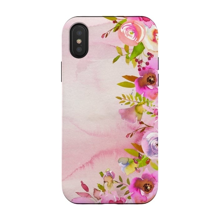 iPhone Xs / X StrongFit Handpainted spring flowers tendril by  Utart