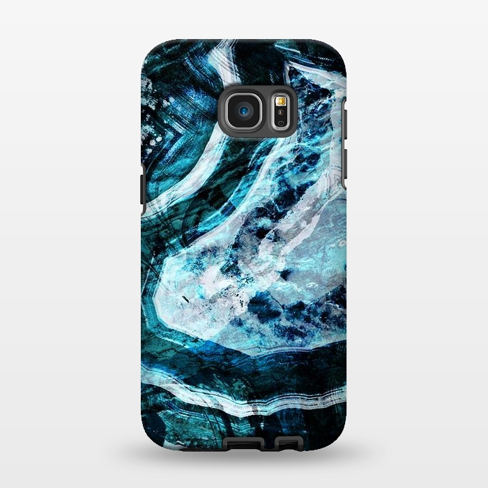 Galaxy S7 EDGE StrongFit Textured dark blue agate marble by Oana 