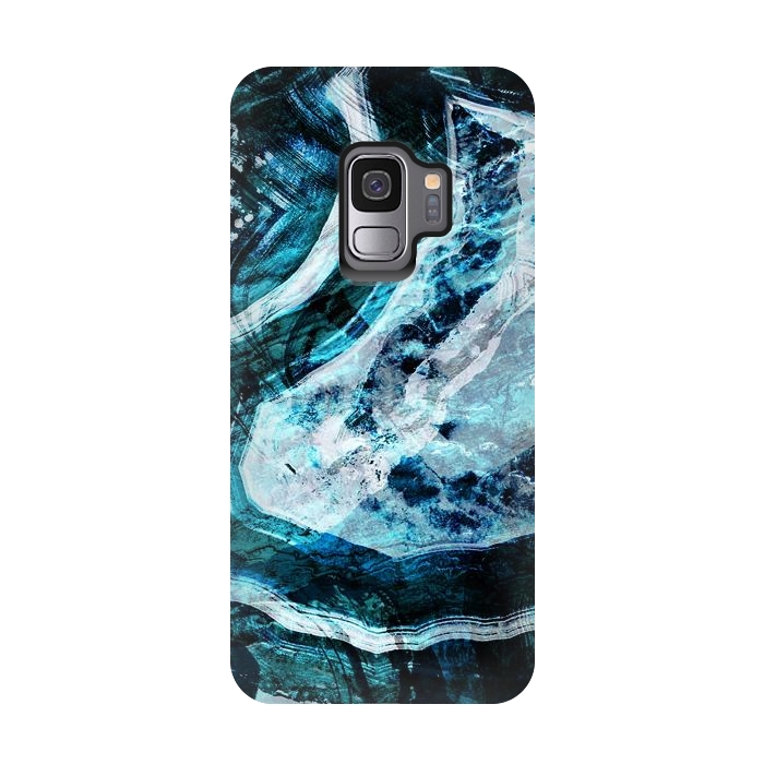 Galaxy S9 StrongFit Textured dark blue agate marble by Oana 