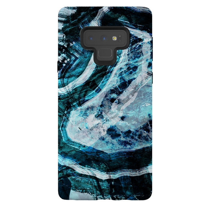 Galaxy Note 9 StrongFit Textured dark blue agate marble by Oana 