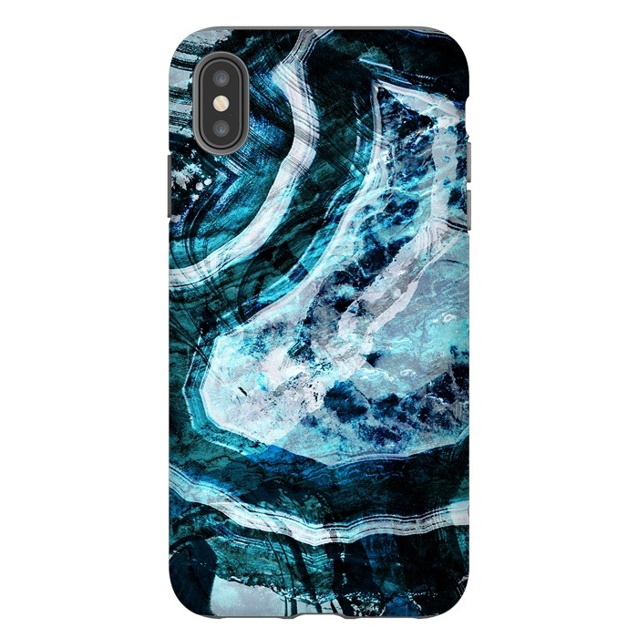 iPhone Xs Max StrongFit Textured dark blue agate marble by Oana 