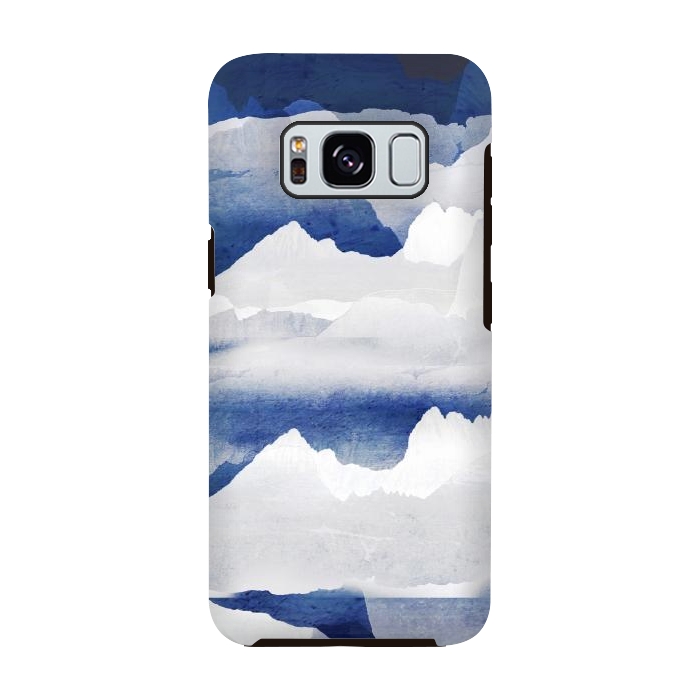 Galaxy S8 StrongFit Minimal abstract blue mountains by Oana 