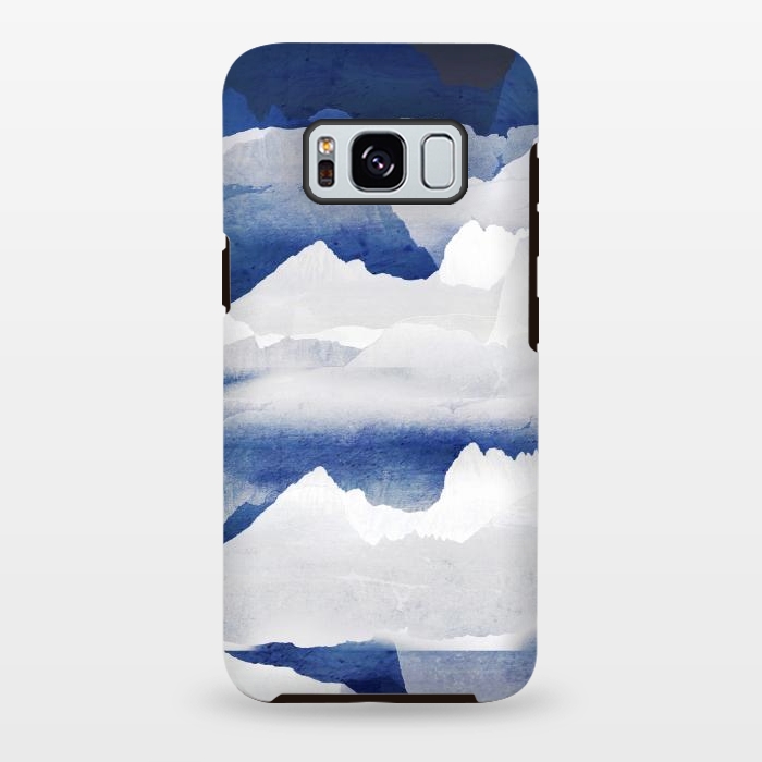 Galaxy S8 plus StrongFit Minimal abstract blue mountains by Oana 
