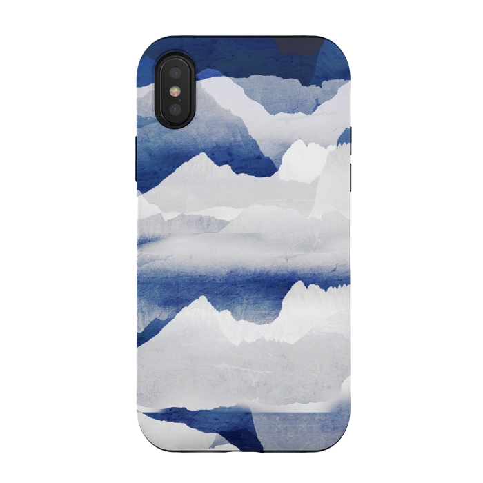 iPhone Xs / X StrongFit Minimal abstract blue mountains by Oana 