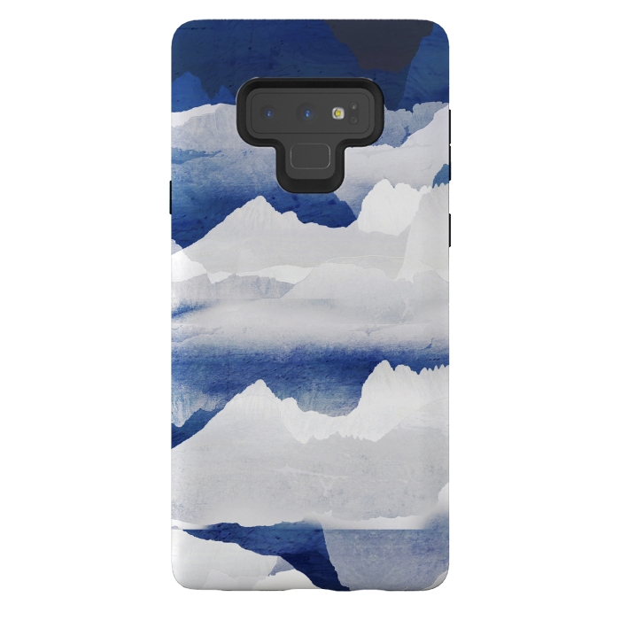 Galaxy Note 9 StrongFit Minimal abstract blue mountains by Oana 