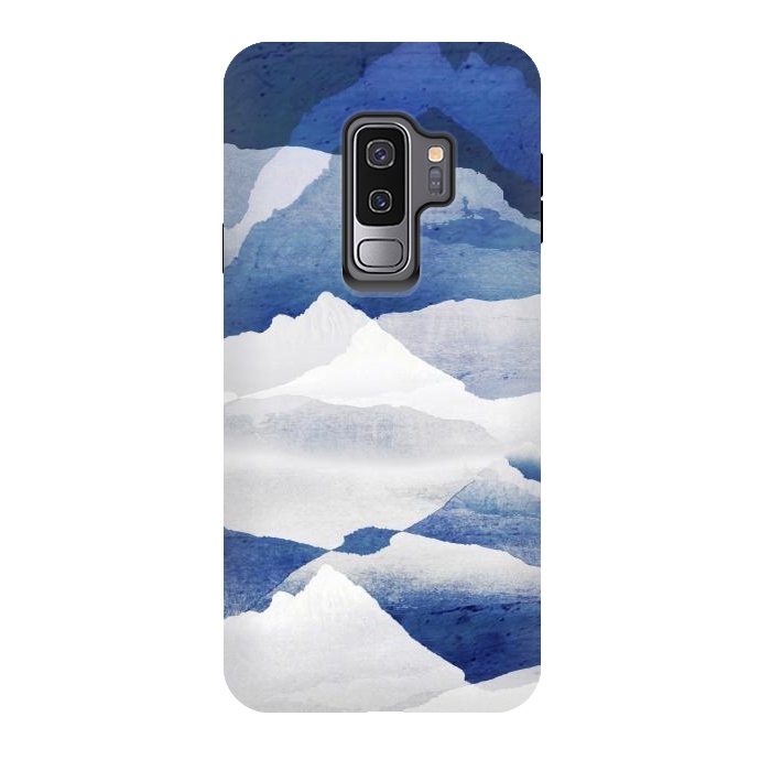 Galaxy S9 plus StrongFit Blue elegant snowy mountains by Oana 