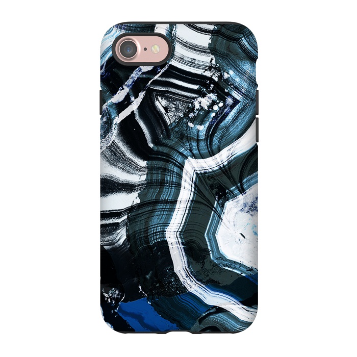 iPhone 7 StrongFit Dark blue ink brushed agata marble by Oana 
