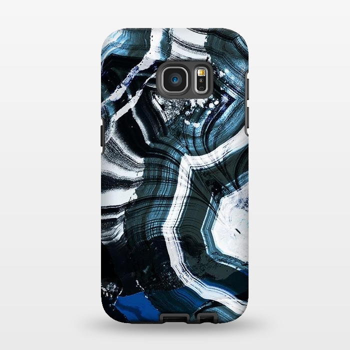 Galaxy S7 EDGE StrongFit Dark blue ink brushed agata marble by Oana 
