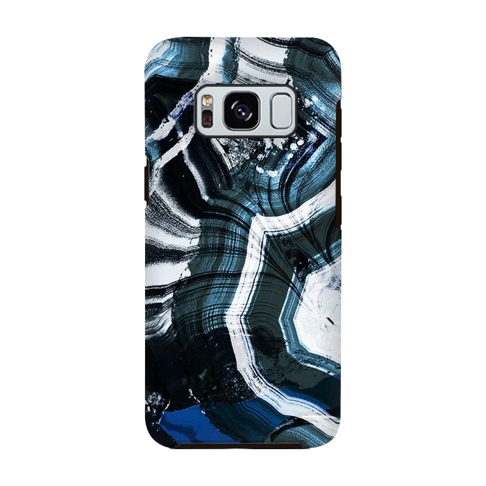 Galaxy S8 StrongFit Dark blue ink brushed agata marble by Oana 