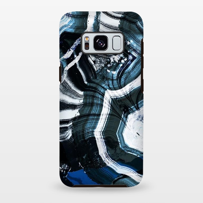 Galaxy S8 plus StrongFit Dark blue ink brushed agata marble by Oana 