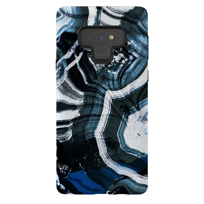 Galaxy Note 9 StrongFit Dark blue ink brushed agata marble by Oana 