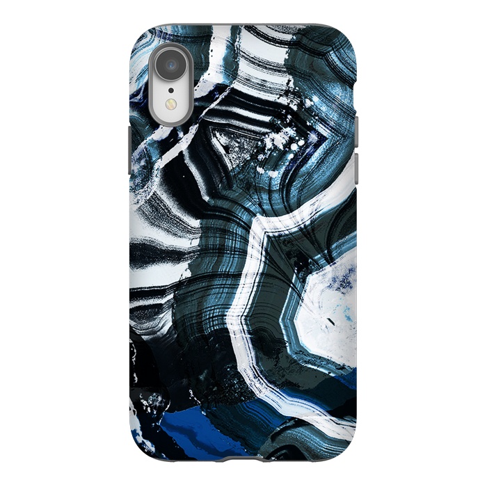 iPhone Xr StrongFit Dark blue ink brushed agata marble by Oana 